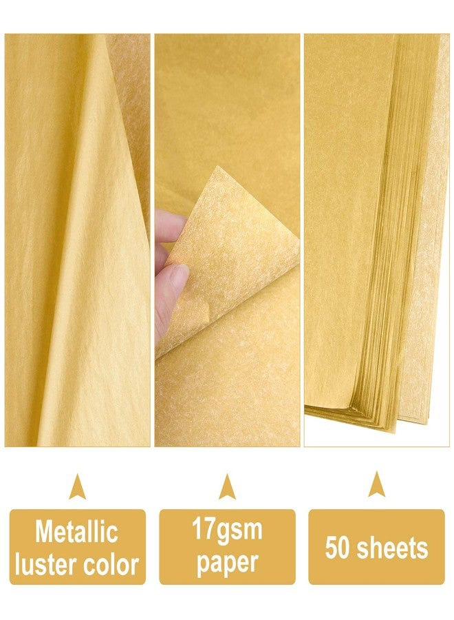MIAHART 50 Sheets Metallic Gold Tissue 20X14 Inch Gift Wrap Paper Bulk Gift Wrapping Accessory Wrap for Wedding Birthday Party Favor Decor DIY Fringes Shredded Fill Confetti (Gold) - Image 4
